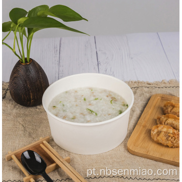 Tigela de sopa de papel branco para levar saladeira